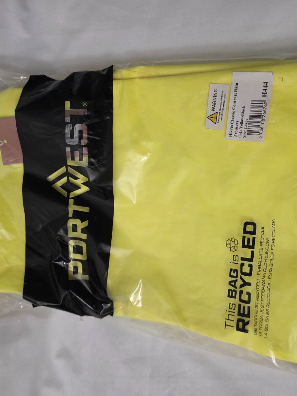 Port West H444 Hi-Vis Classic Contrast rain trousers yellow/black size L